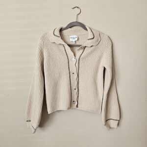 Willa & Mae Cream Knit Collar Button-Up Cardigan